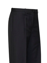 Jil Sander Women Black Wool-Mohair Canvas Wide-Leg Trousers