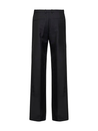 Jil Sander Women Black Wool-Mohair Canvas Wide-Leg Trousers