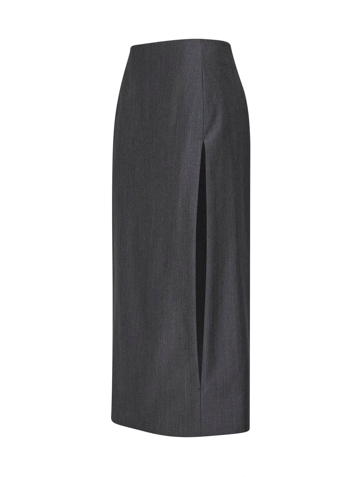 Jil Sander Women Fog Grey Wool Canvas Midi Skirt With Slits