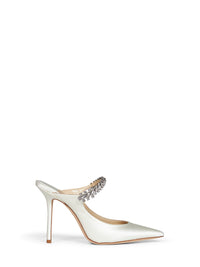 JIMMY CHOO Jimmy Choo Women Ivory Crystal-Embellished Satin Bing 100 Mules