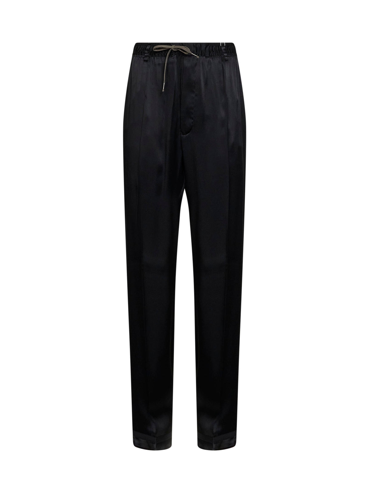 Maison Margiela Women Black Satin Drawstring Trousers