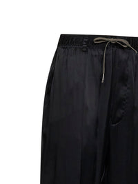 Maison Margiela Women Black Satin Drawstring Trousers