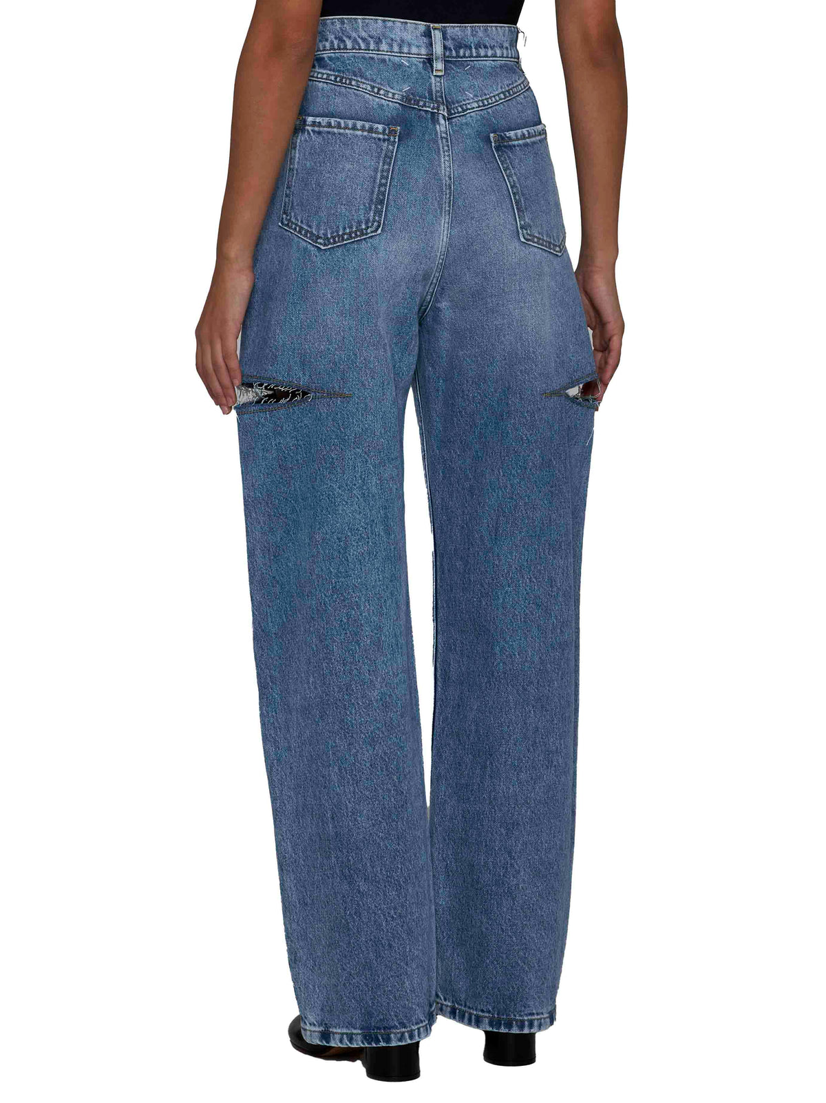 MAISON MARGIELA Maison Margiela Women High-Waisted Wide-Leg Cut-Out Jeans
