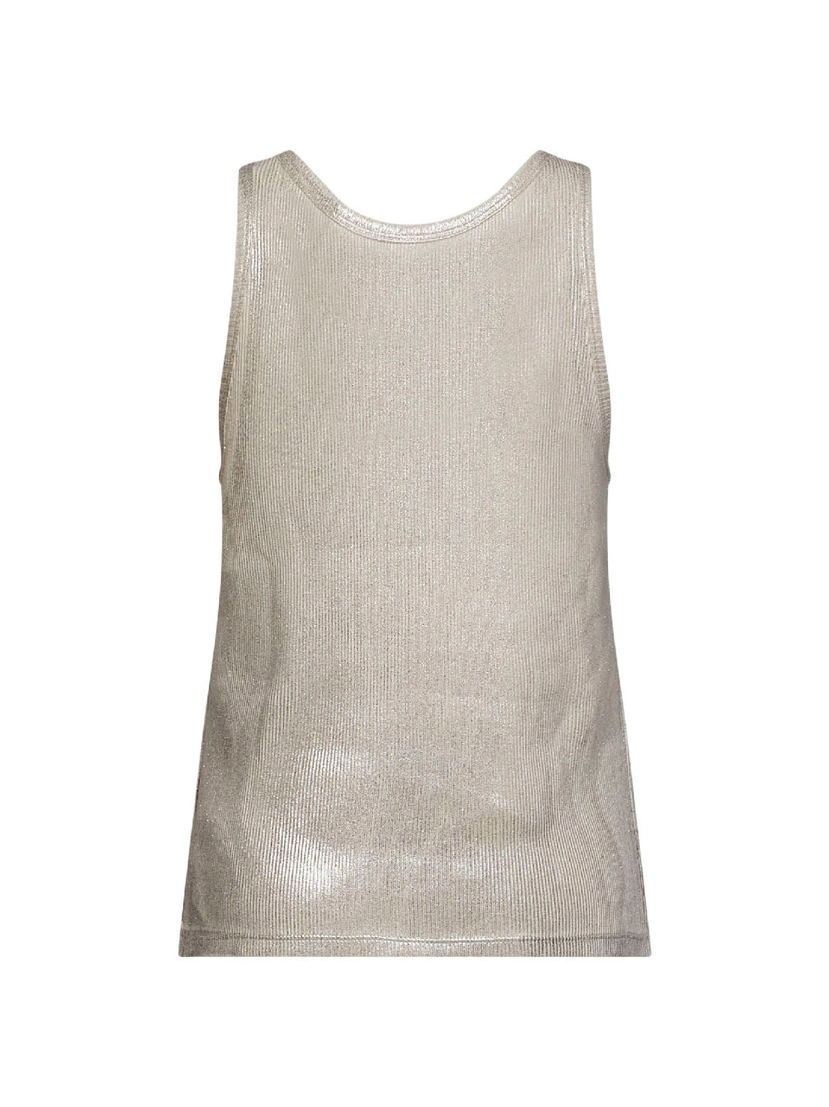 Maison Margiela Women Beige Ribbed Cotton Silver Print Tank Top