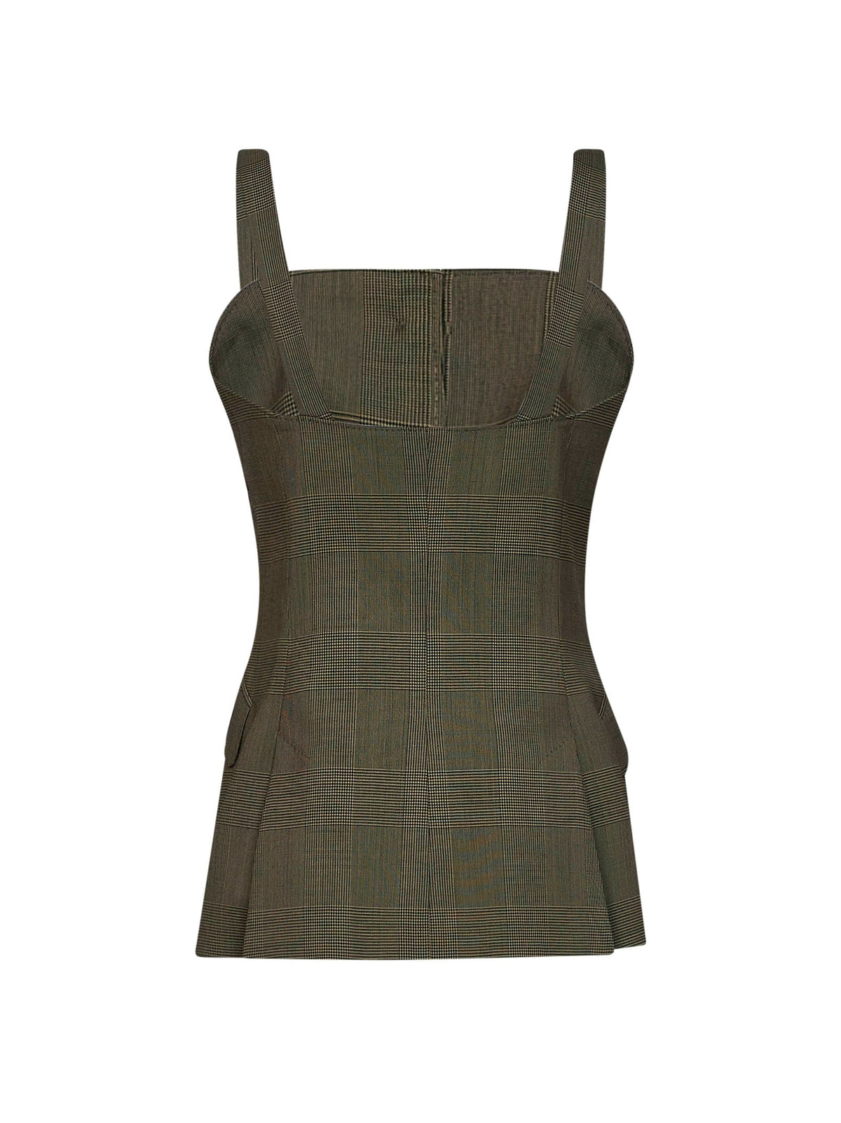 Max Mara Women Khaki Green Glen Plaid Wool Mxmbacca Vest