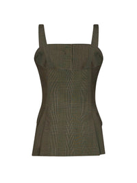 Max Mara Women Khaki Green Glen Plaid Wool Mxmbacca Vest