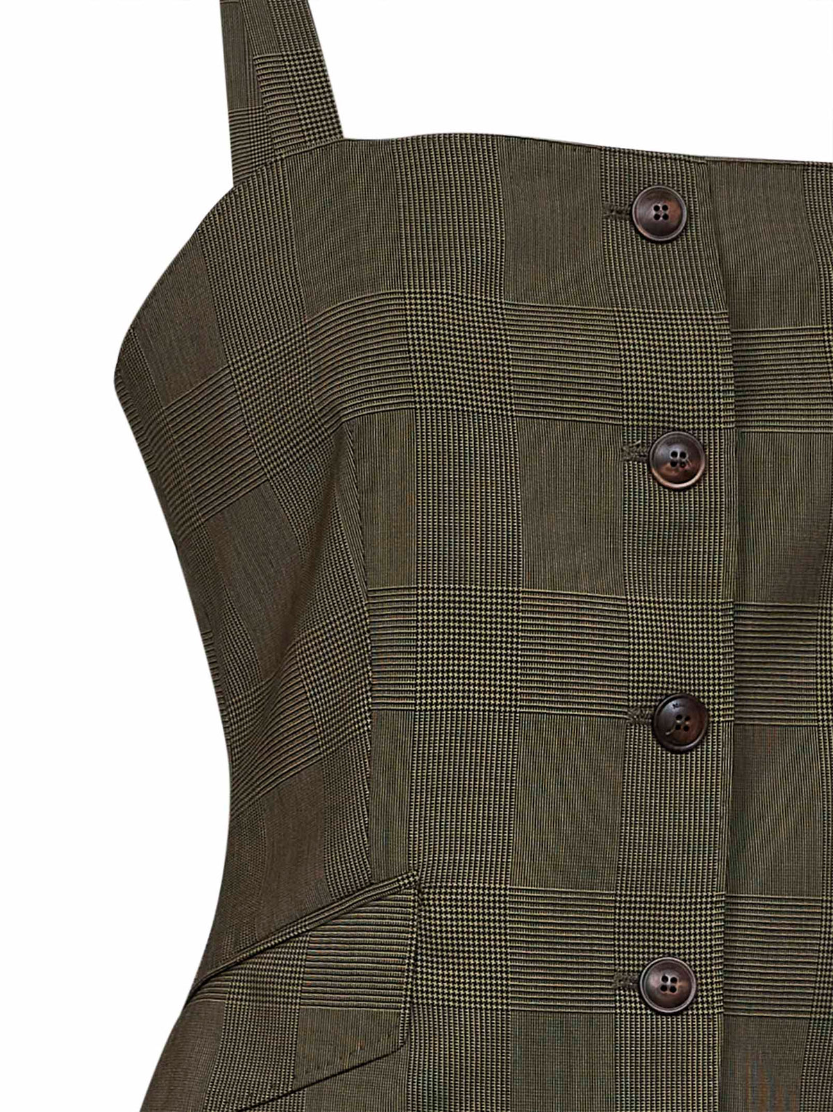 Max Mara Women Khaki Green Glen Plaid Wool Mxmbacca Vest