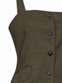 Max Mara Women Khaki Green Glen Plaid Wool Mxmbacca Vest