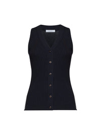 MAX MARA Max Mara Women Navy Blue Ribbed Knit Mxmfiorire Vest