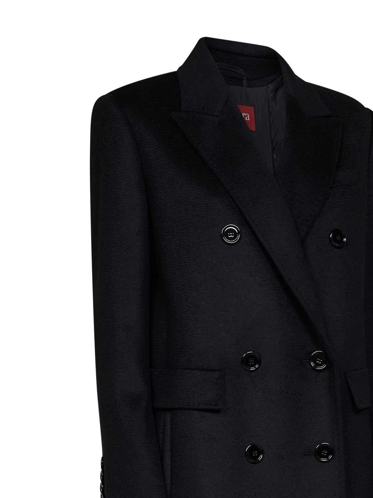 Max Mara Studio Women Black Msteffige Tuxedo-Style Long Coat