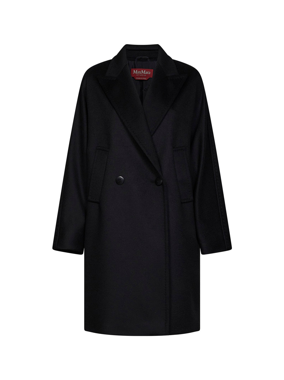 Max Mara Studio Women Black Mstmastro Double-Breasted Midi Coat