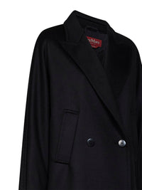 Max Mara Studio Women Black Mstmastro Double-Breasted Midi Coat