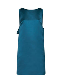 Max Mara Studio Women Oil Green Taffeta Msescalata Short Dress With Bow
