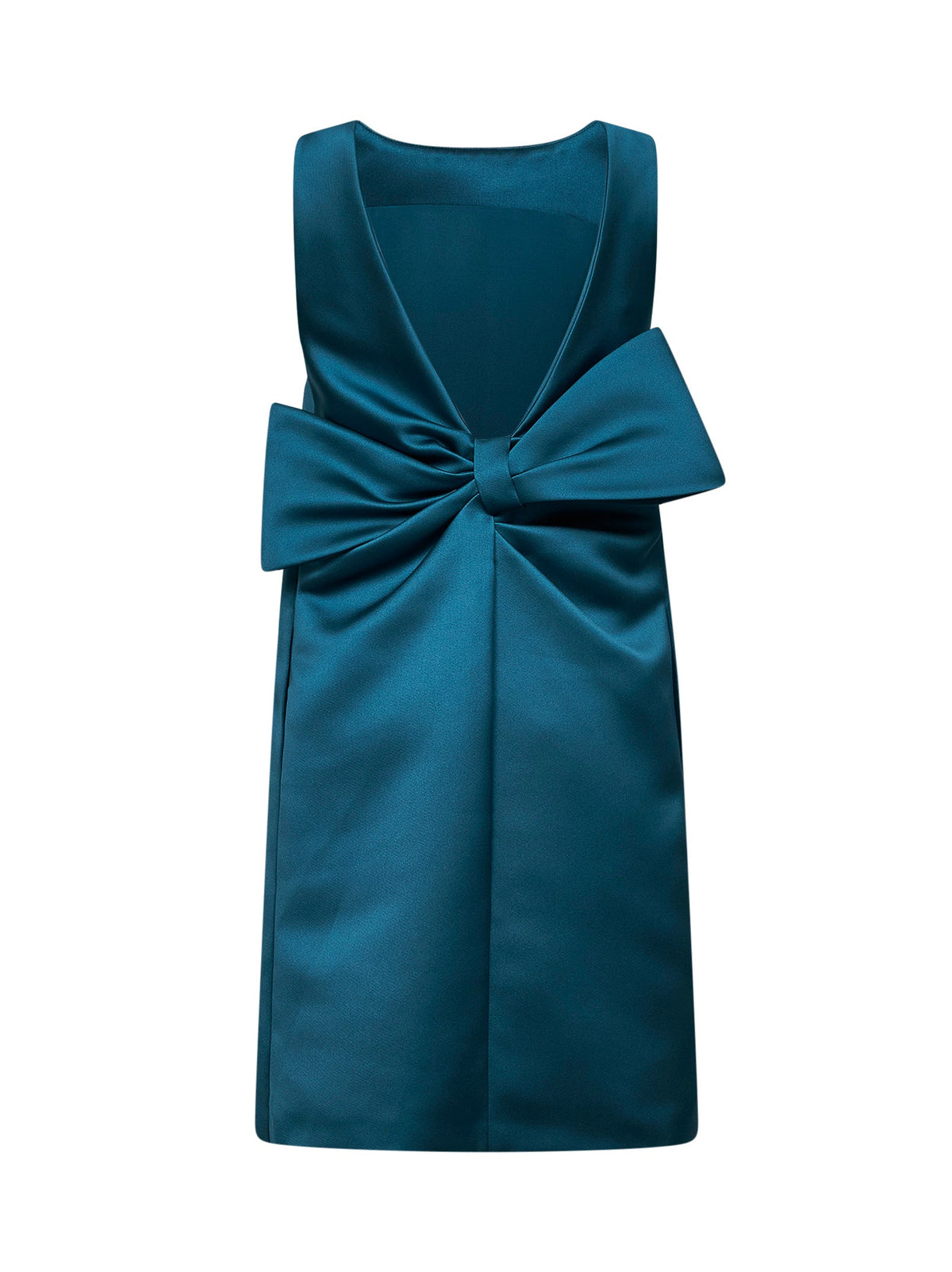 Max Mara Studio Women Oil Green Taffeta Msescalata Short Dress With Bow