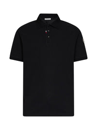 Moncler Men Black Cotton Piqué Polo Shirt With Logo