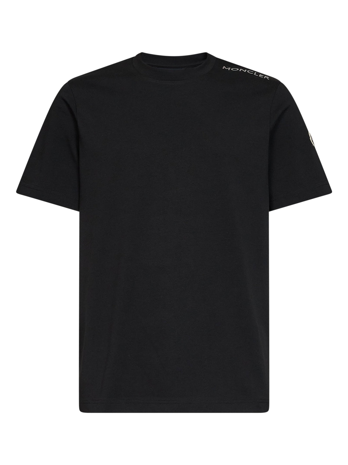 Moncler Men Black Cotton Jersey Crewneck T-Shirt With Logo