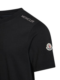 Moncler Men Black Cotton Jersey Crewneck T-Shirt With Logo