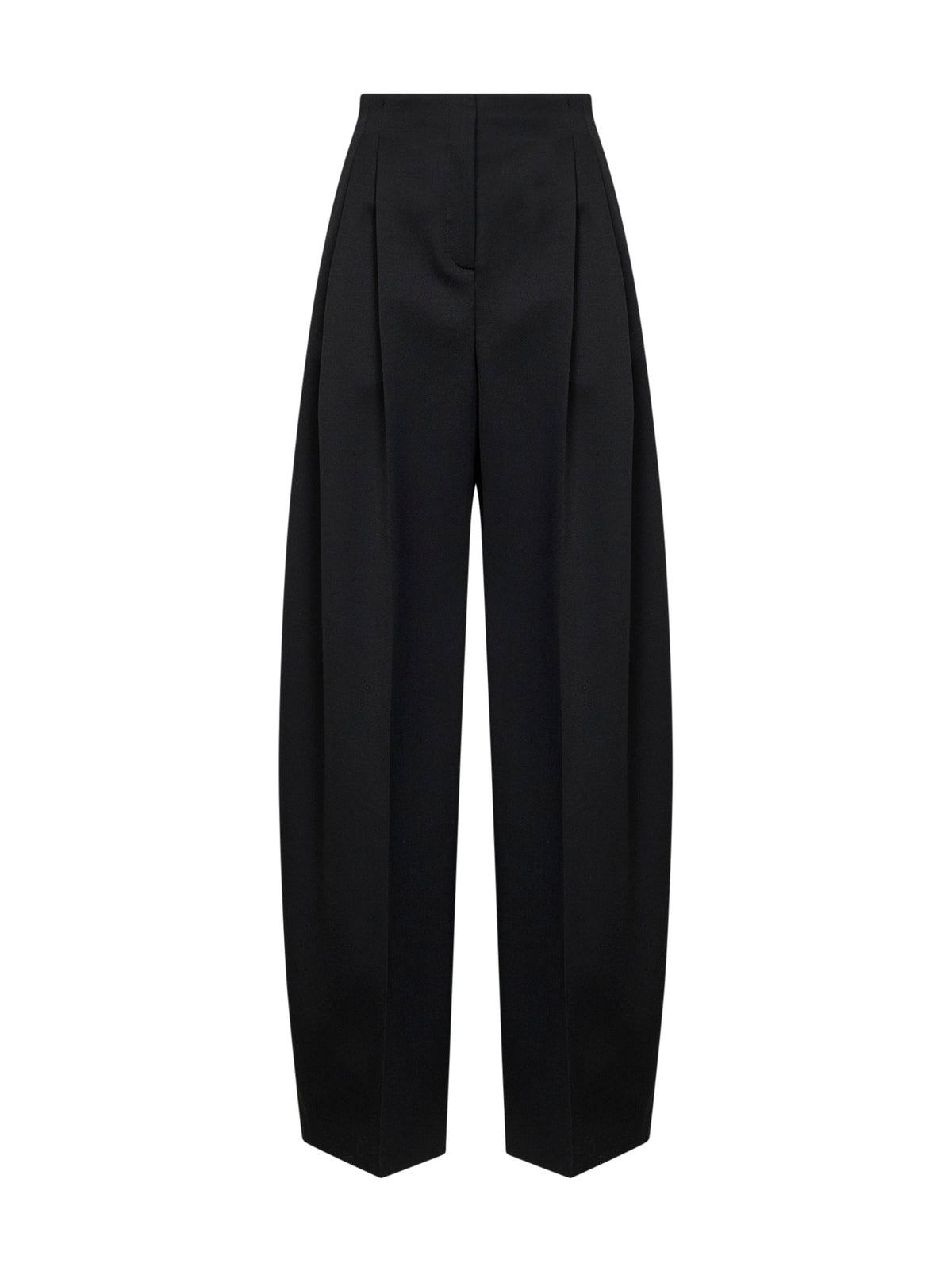 Mugler Women Black Wool Wide Leg Pleated Trousers