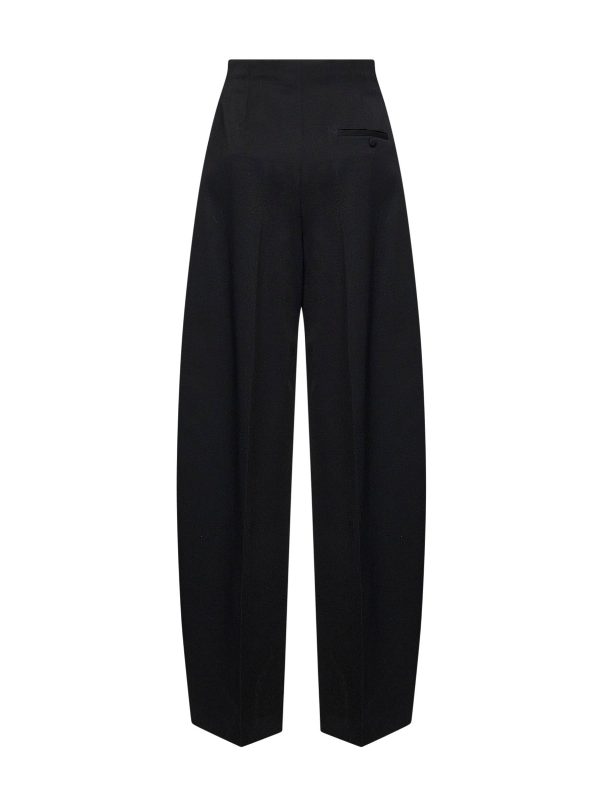Mugler Women Black Wool Wide Leg Pleated Trousers