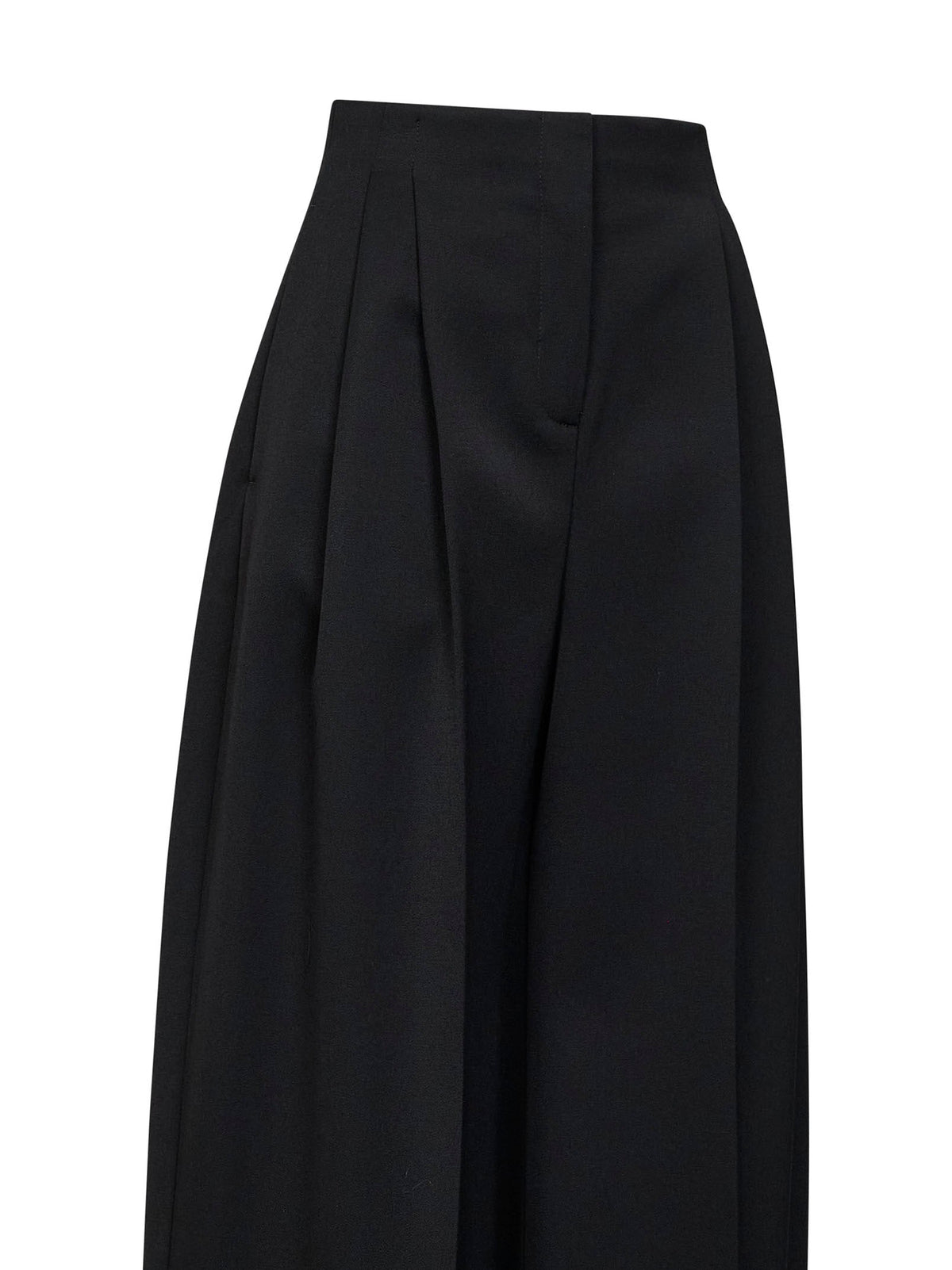 Mugler Women Black Wool Wide Leg Pleated Trousers