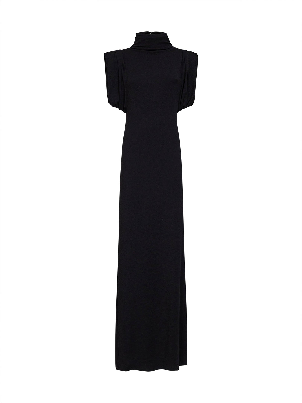 Mugler Women Black Jersey Draped Sleeveless Maxi Dress