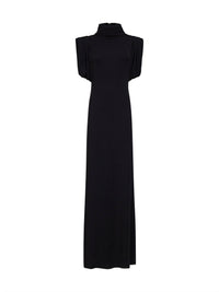 Mugler Women Black Jersey Draped Sleeveless Maxi Dress