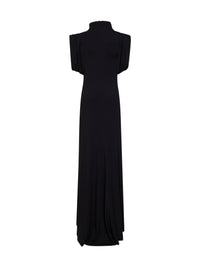 Mugler Women Black Jersey Draped Sleeveless Maxi Dress