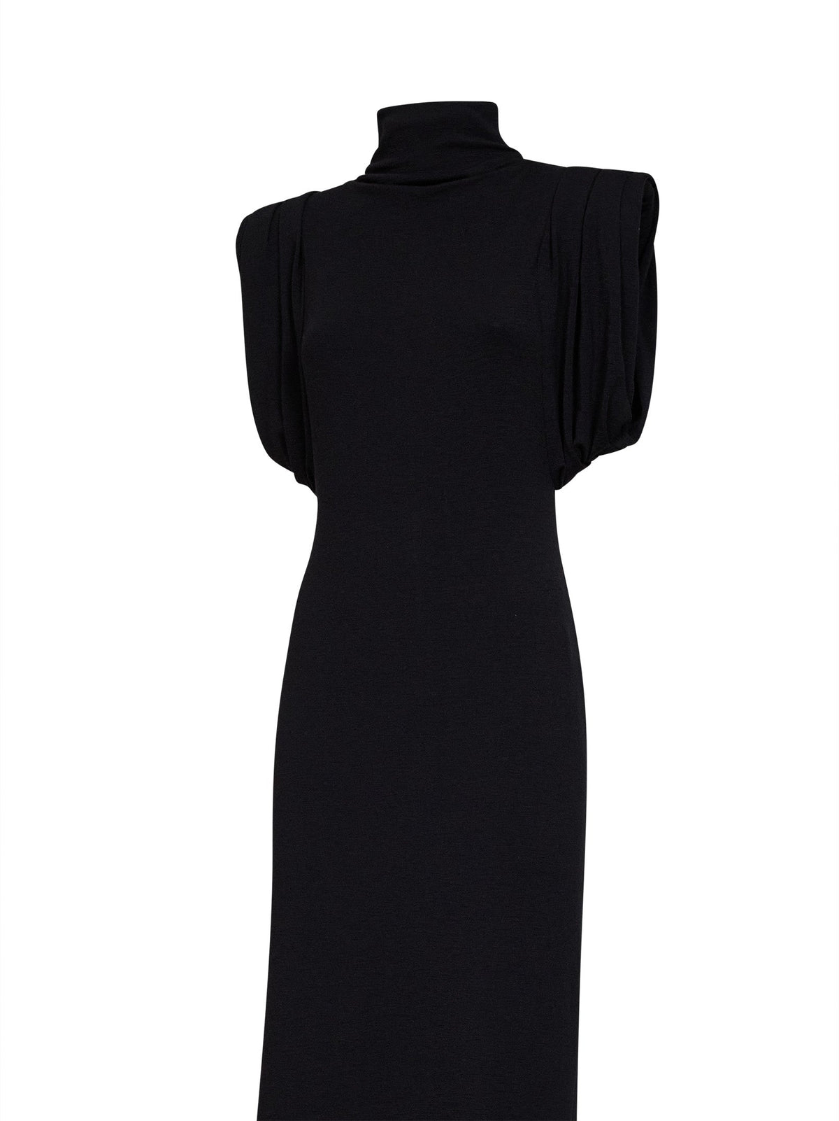 Mugler Women Black Jersey Draped Sleeveless Maxi Dress
