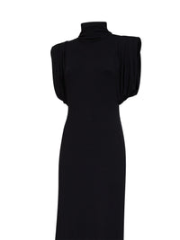 Mugler Women Black Jersey Draped Sleeveless Maxi Dress