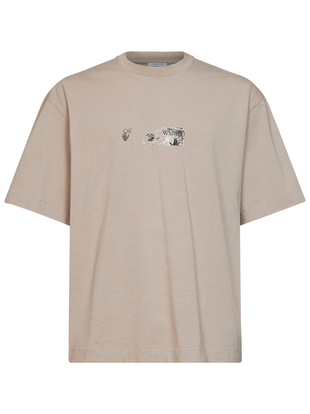 Off White Men Beige Cotton Jersey Spices Arrow Skate T-Shirt