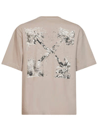 Off White Men Beige Cotton Jersey Spices Arrow Skate T-Shirt