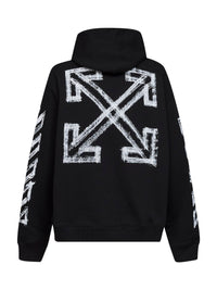 Off White Men Black Cotton Motion Arrow Skate Zip-Up Hoodie