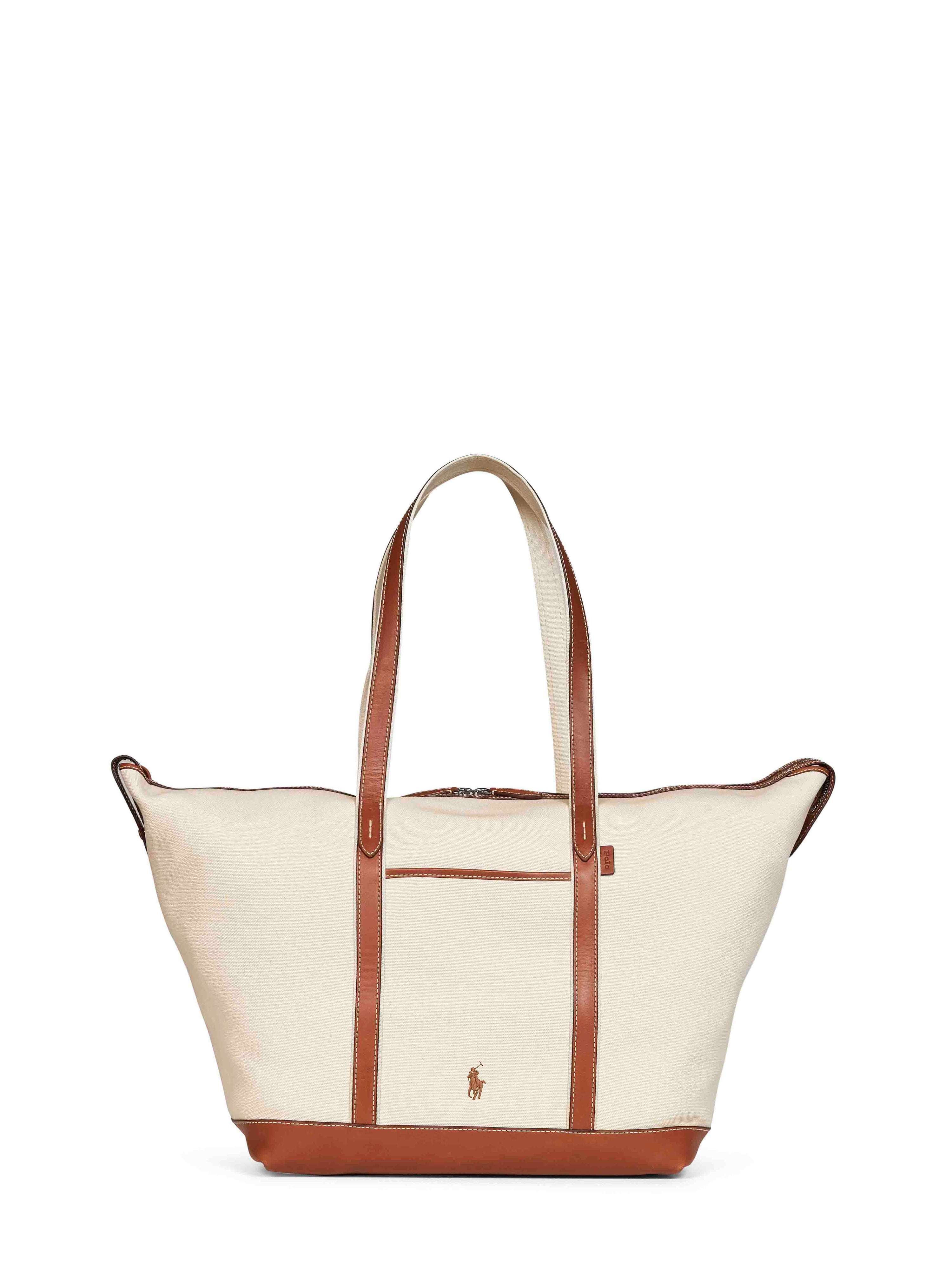 POLO RALPH LAUREN Polo Ralph Lauren Women Ecru And Tan Large Tote Shopper