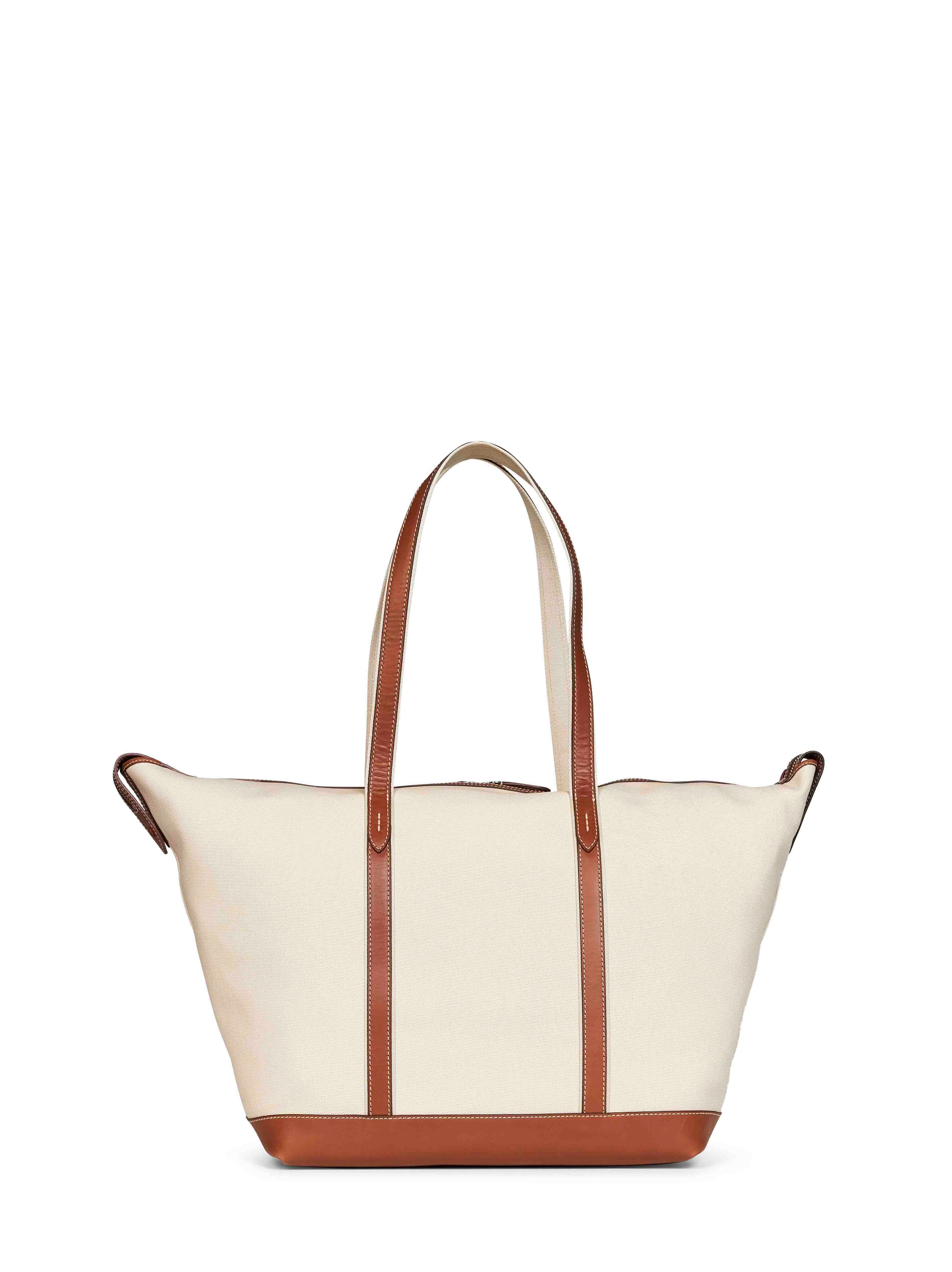 POLO RALPH LAUREN Polo Ralph Lauren Women Ecru And Tan Large Tote Shopper