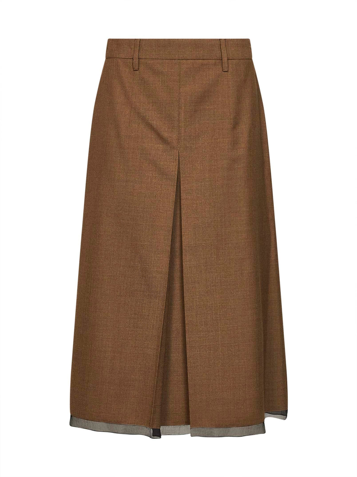 Prada Abbigliamento Women Tobacco Virgin Wool Midi Skirt