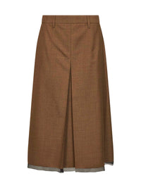 Prada Abbigliamento Women Tobacco Virgin Wool Midi Skirt