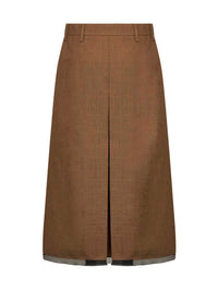 Prada Abbigliamento Women Tobacco Virgin Wool Midi Skirt
