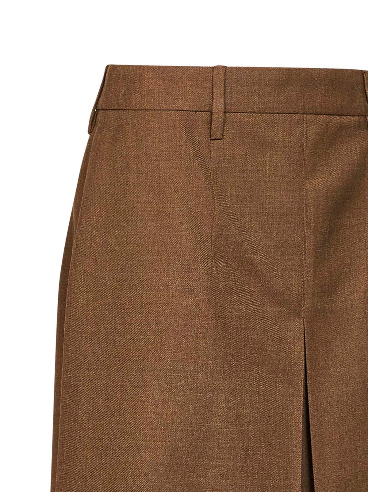 Prada Abbigliamento Women Tobacco Virgin Wool Midi Skirt
