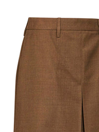 Prada Abbigliamento Women Tobacco Virgin Wool Midi Skirt