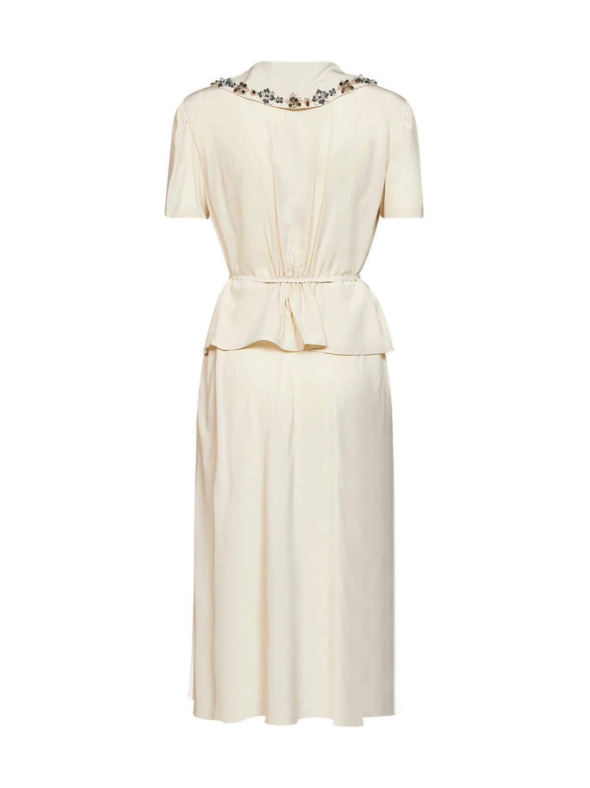 PRADA ABBIGLIAMENTO Prada Abbigliamento Women Natural Marocain Embroidered Midi Dress