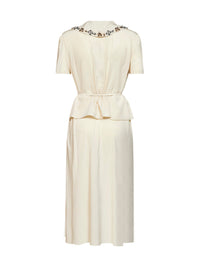PRADA ABBIGLIAMENTO Prada Abbigliamento Women Natural Marocain Embroidered Midi Dress