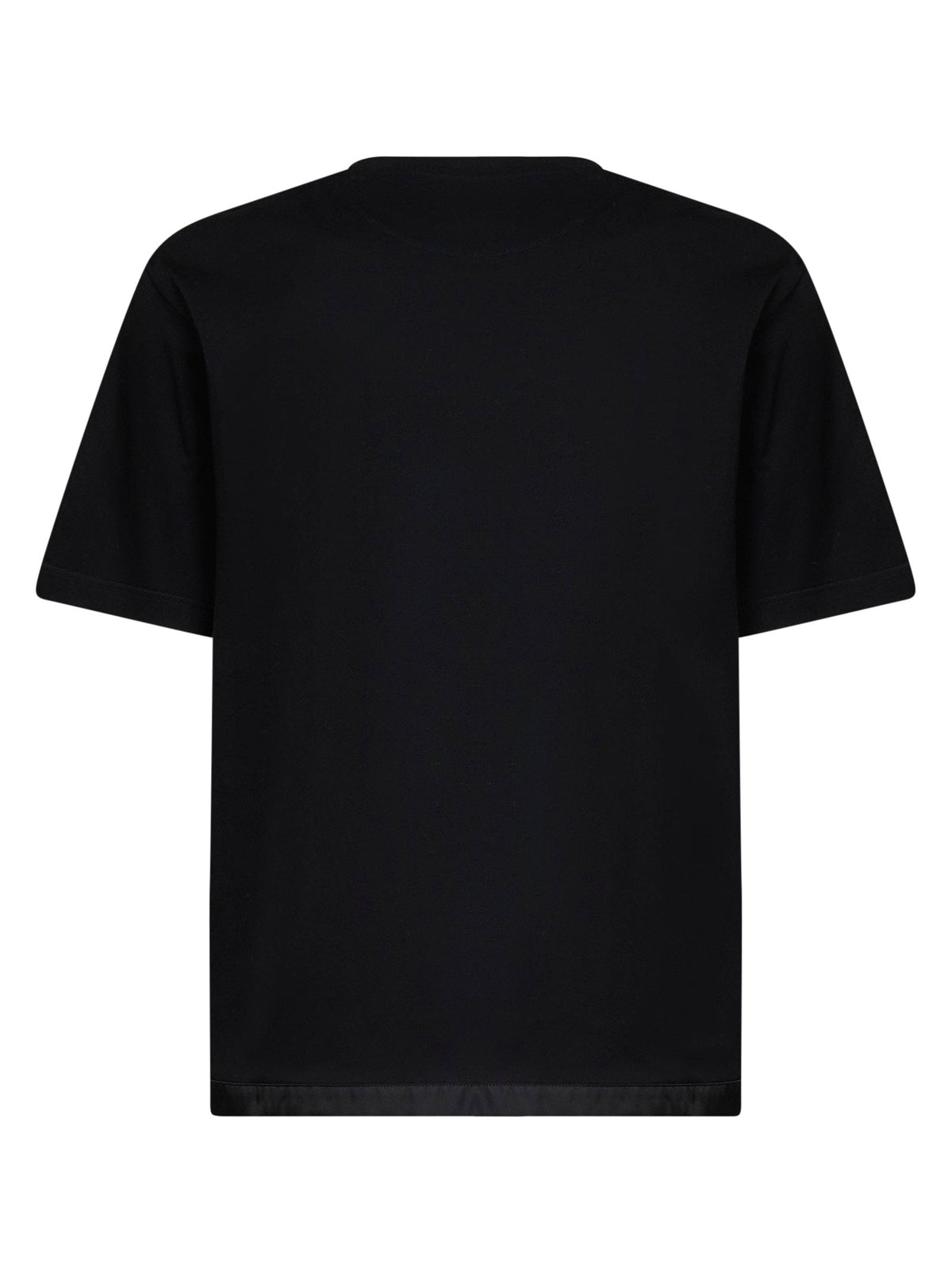 Prada Abbigliamento Men Black Jersey And Re-Nylon Crewneck T-Shirt