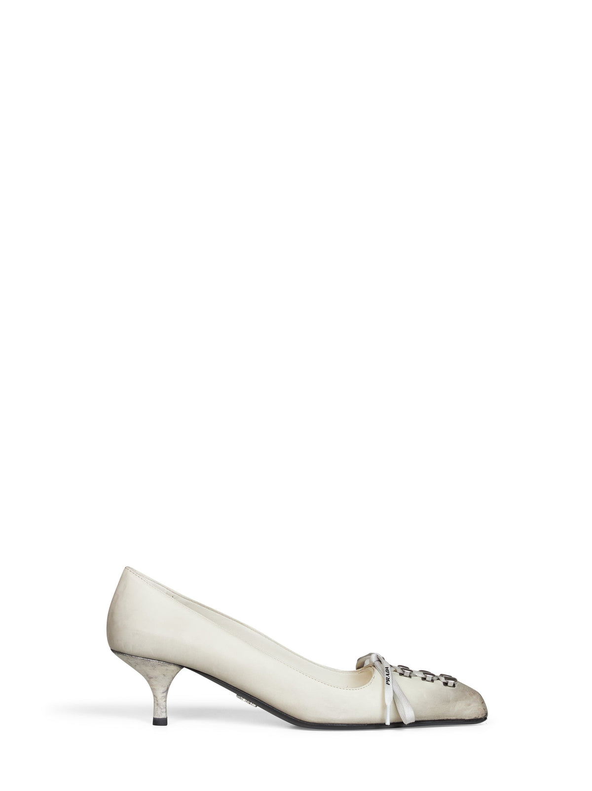 PRADA CALZATURE Prada Calzature Women Talc Antique-Finish Leather Pumps