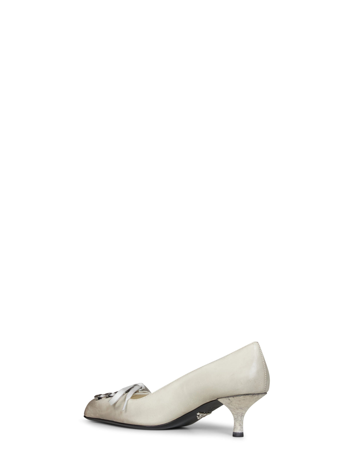 PRADA CALZATURE Prada Calzature Women Talc Antique-Finish Leather Pumps