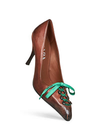 PRADA CALZATURE Prada Calzature Women Cocoa Antique-Finish Leather Pumps