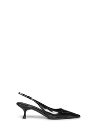 Prada Calzature Women Black Brushed Leather Slingback Pumps
