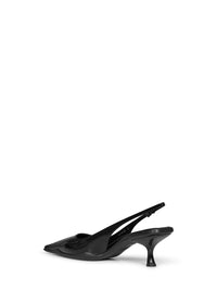 Prada Calzature Women Black Brushed Leather Slingback Pumps