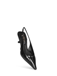 Prada Calzature Women Black Brushed Leather Slingback Pumps