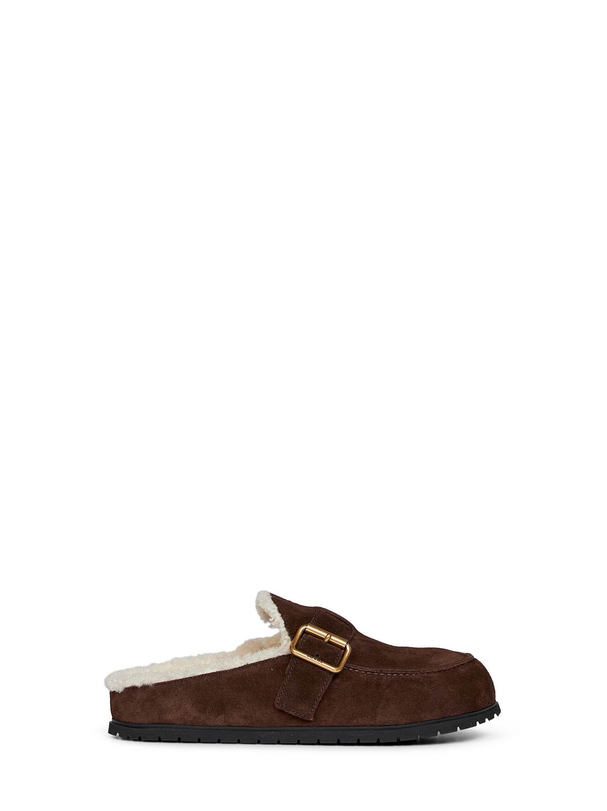 PRADA CALZATURE Prada Calzature Women Dark Brown Suede And Shearling Mules