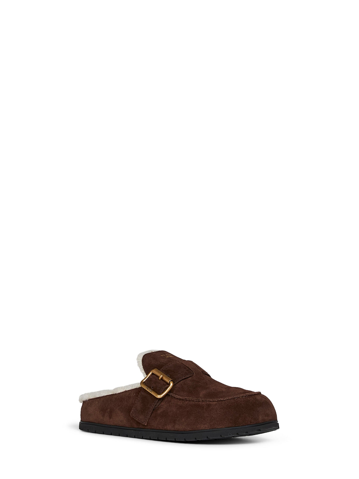 PRADA CALZATURE Prada Calzature Women Dark Brown Suede And Shearling Mules